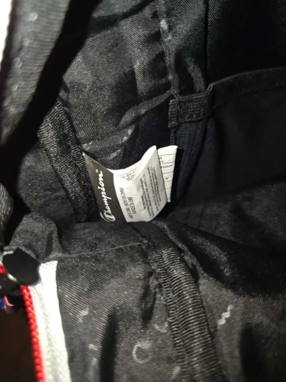Champion Black Backpack with Red & Blue Logo Accent